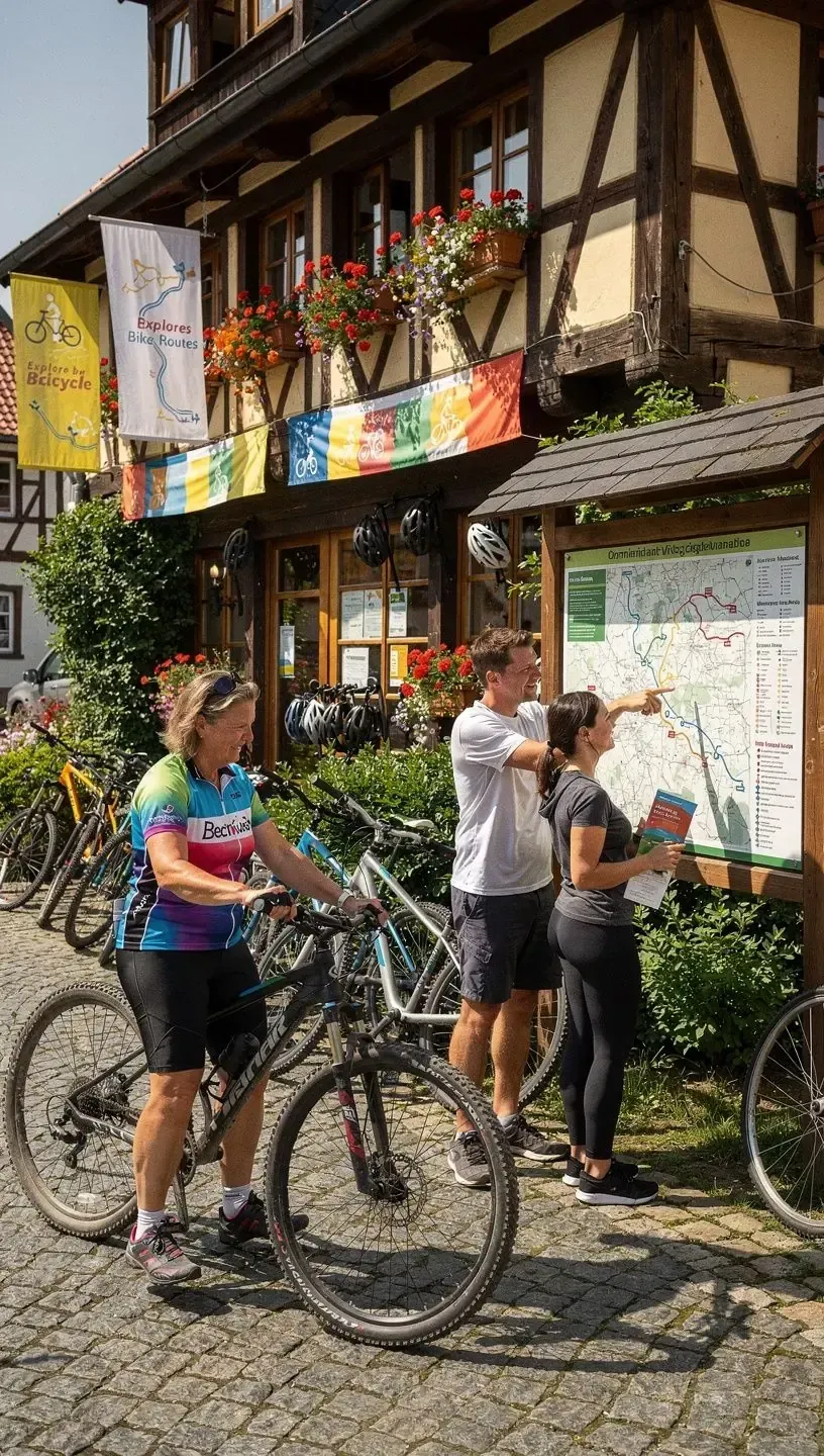 Moderne Fahrradverleihstation mit verschiedenen E-Bikes und klassischen Fahrrädern in einer deutschen Stadt.