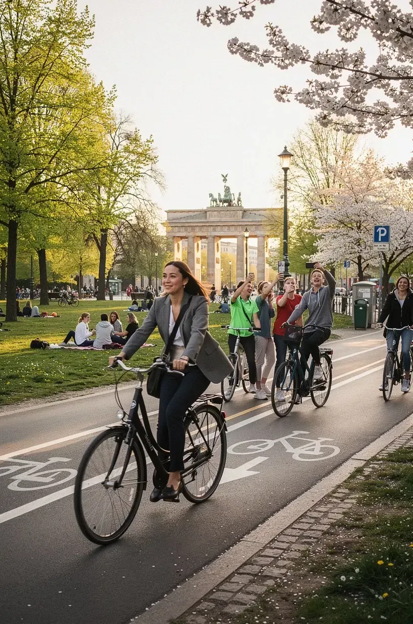 Kartendarstellung einer sorgfältig geplanten Radroute durch malerische Dörfer und Naturparks in Deutschland.
